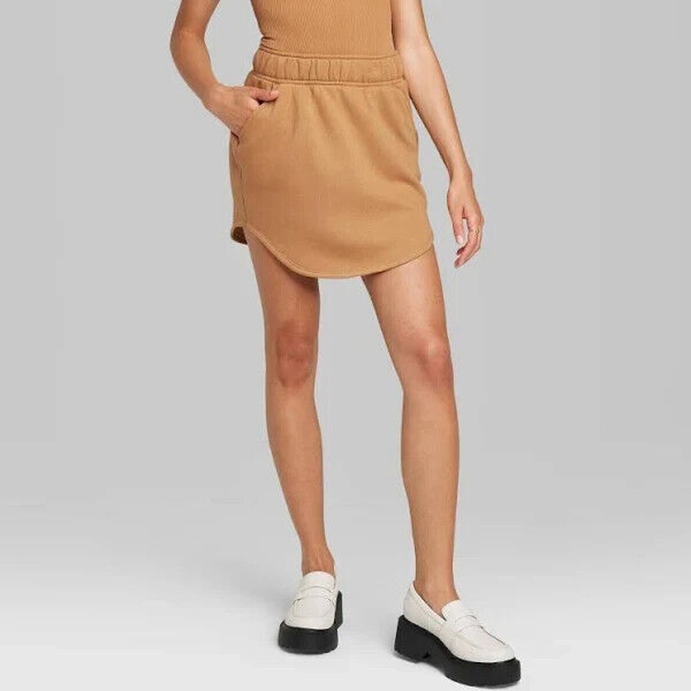 NEW Wild Fable Women's Fleece Mini Skirt Light Brown Size Small Brown Sugar NWT